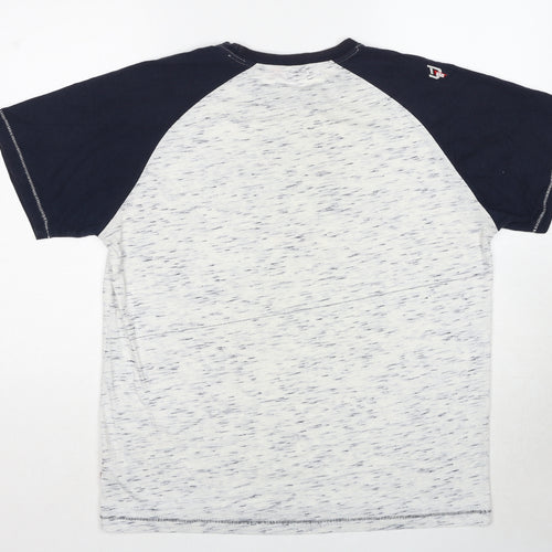 D555 Mens Grey Colourblock Cotton T-Shirt Size XL Round Neck - Los Angeles