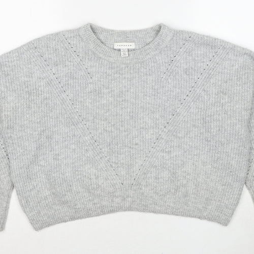 Topshop Womens Grey Round Neck Acrylic Pullover Jumper Size S