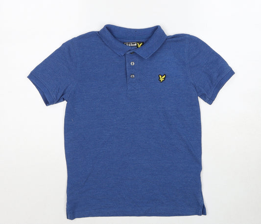 Lyle & Scott Boys Blue Cotton Pullover Polo Size 8-9 Years Collared Pullover