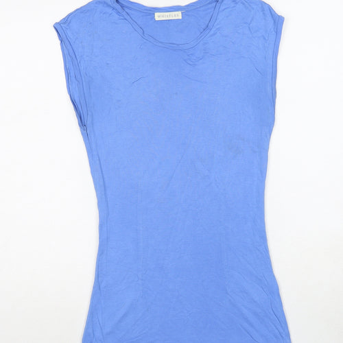Whistles Womens Blue Viscose Basic T-Shirt One Size Round Neck