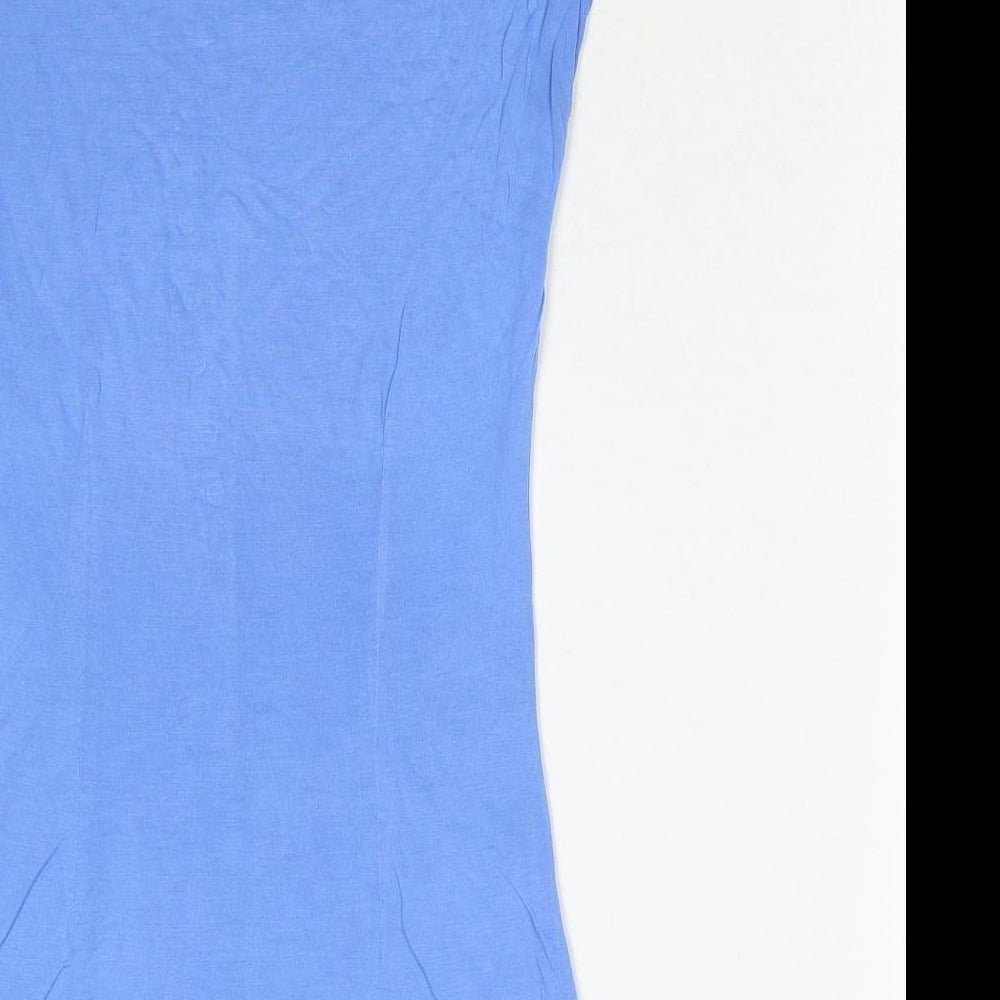 Whistles Womens Blue Viscose Basic T-Shirt One Size Round Neck