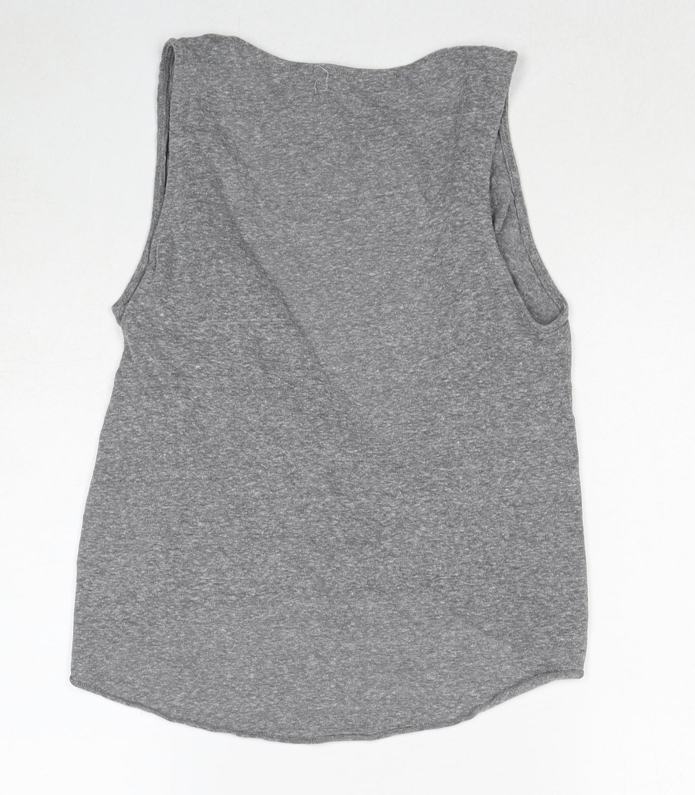 Silence + Noise Womens Grey Polyester Basic Tank Size S Scoop Neck