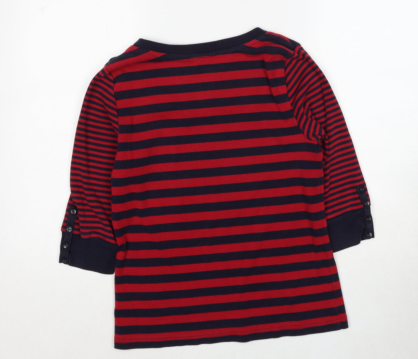 David Emanuel Womens Red Striped Cotton Pullover Sweatshirt Size 14 Pullover