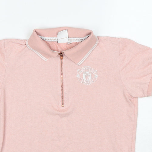 Manchester United Boys Pink Cotton Pullover Polo Size 6 Years Collared Pullover