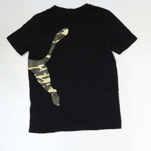 PUMA Boys Black Camouflage Cotton Pullover T-Shirt Size 13-14 Years Crew Neck Pullover