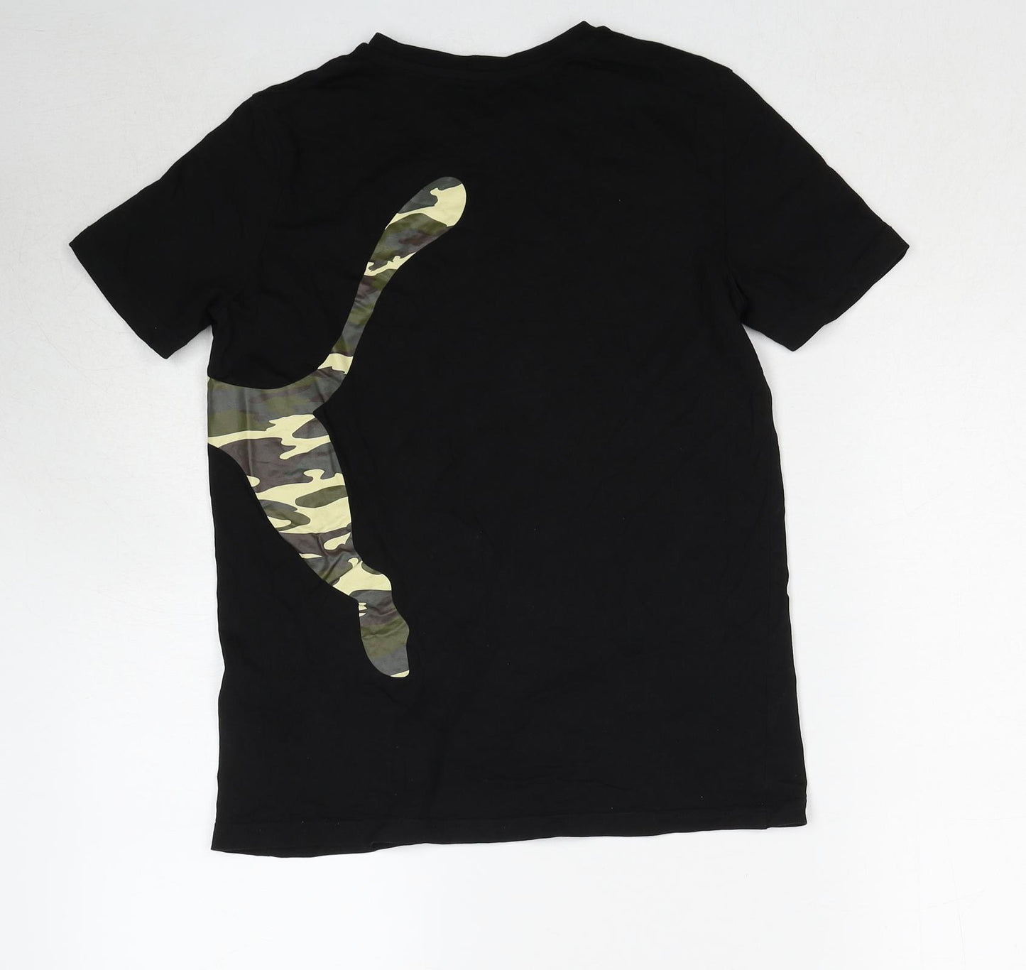 PUMA Boys Black Camouflage Cotton Pullover T-Shirt Size 13-14 Years Crew Neck Pullover