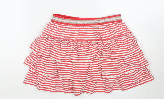 Boden Girls Red Striped Cotton Skater Skirt Size 9-10 Years Regular Pull On
