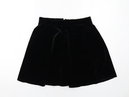 H&M Womens Black Polyester Skater Skirt Size M Zip