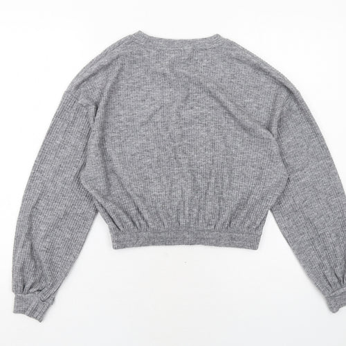 Miss Selfridge Womens Grey Polyester Pullover Sweatshirt Size S Pullover