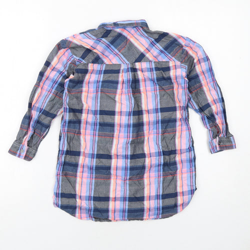 NEXT Girls Multicoloured Plaid Cotton Basic Button-Up Size 7 Years Collared Button