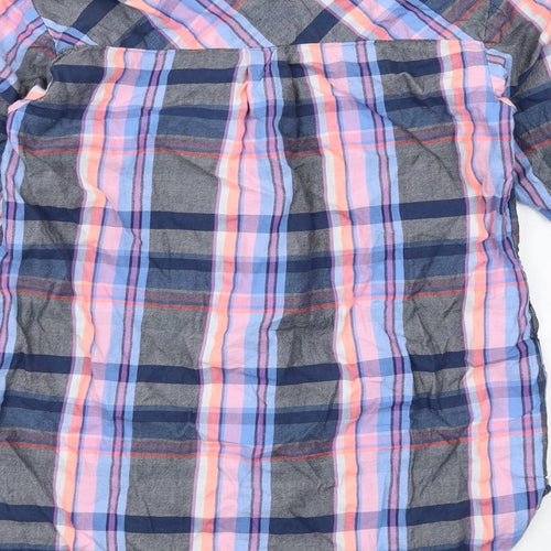 NEXT Girls Multicoloured Plaid Cotton Basic Button-Up Size 7 Years Collared Button