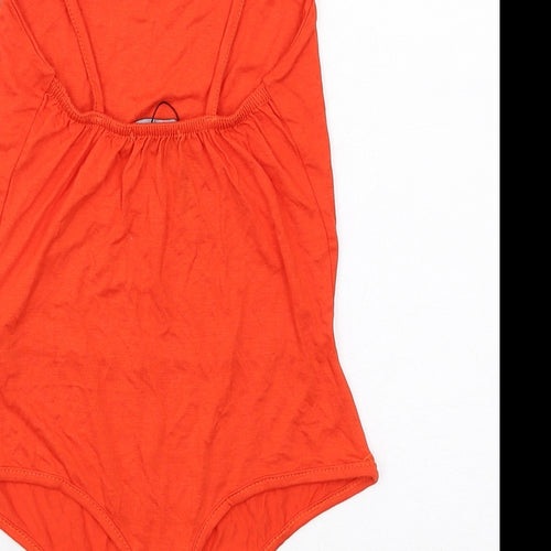 PRETTYLITTLETHING Womens Orange Viscose Bodysuit One-Piece Size 8 Snap