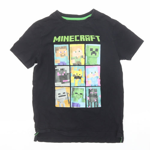 Minecraft Boys Black Cotton Pullover T-Shirt Size 9-10 Years Crew Neck Pullover