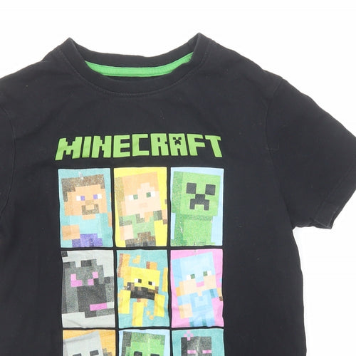 Minecraft Boys Black Cotton Pullover T-Shirt Size 9-10 Years Crew Neck Pullover