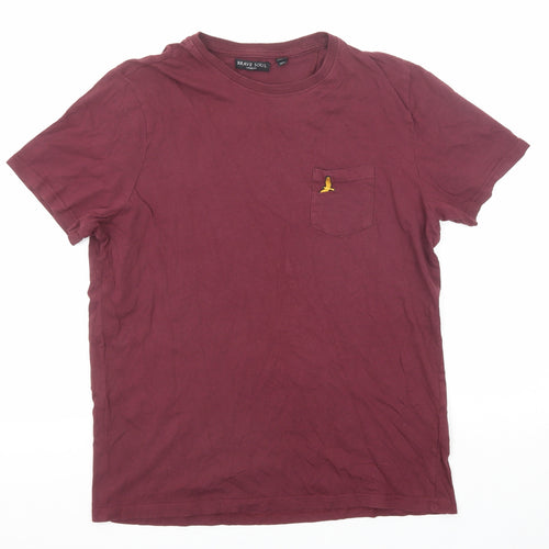 Brave Soul Mens Purple Cotton T-Shirt Size XL Round Neck