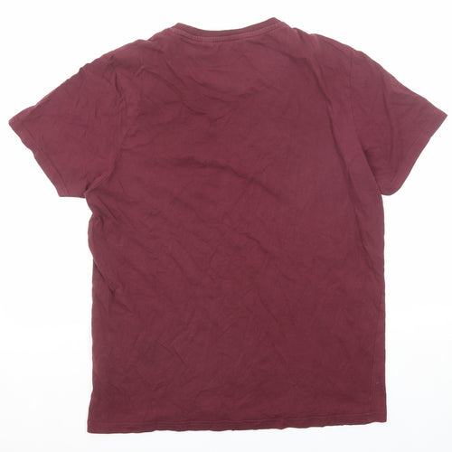 Brave Soul Mens Purple Cotton T-Shirt Size XL Round Neck