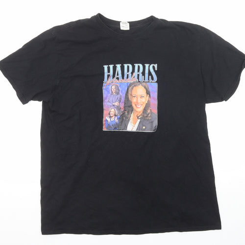 Gildan Mens Black Cotton T-Shirt Size XL Round Neck - Kamala Harris