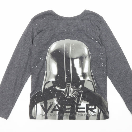 Star Wars Boys Grey Cotton Pullover T-Shirt Size 10 Years Round Neck Pullover - Darth Vader