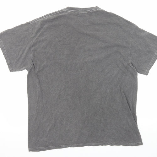 Topman Mens Grey Cotton T-Shirt Size M Round Neck