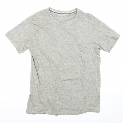 Vintage Polo Club Mens Grey Geometric Cotton T-Shirt Size L Round Neck