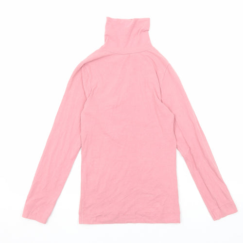 COLLUSION Womens Pink Cotton Basic T-Shirt Size 6 Roll Neck
