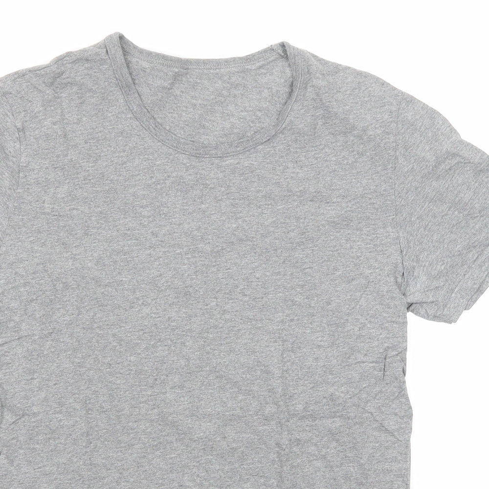 Pierre Cardin Mens Grey Cotton T-Shirt Size S Round Neck