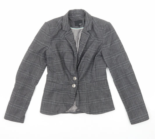 NEXT Womens Grey Plaid Polyester Jacket Blazer Size 6