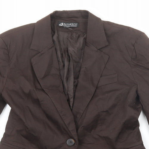 Authentic Clothing Company Womens Brown Cotton Jacket Blazer Size 10
