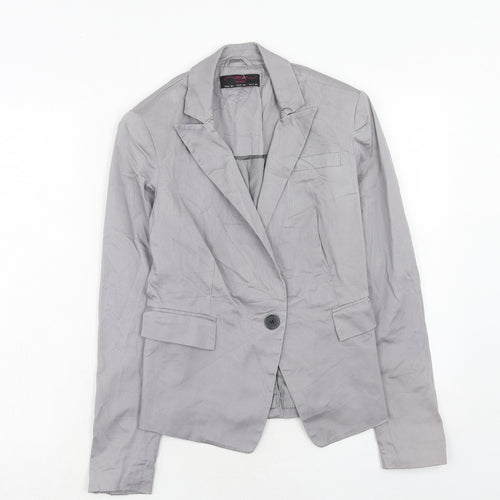 New Look Womens Grey Cotton Jacket Blazer Size 8