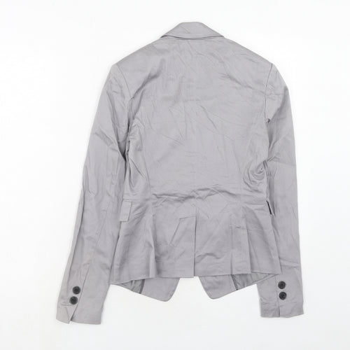 New Look Womens Grey Cotton Jacket Blazer Size 8