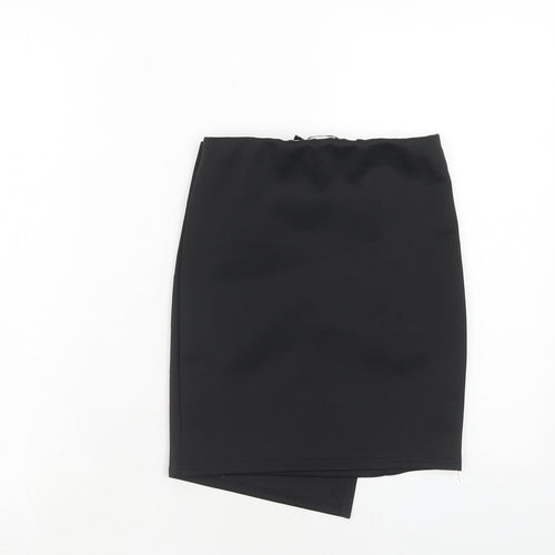 PRETTYLITTLETHING Womens Black Polyester A-Line Skirt Size 6