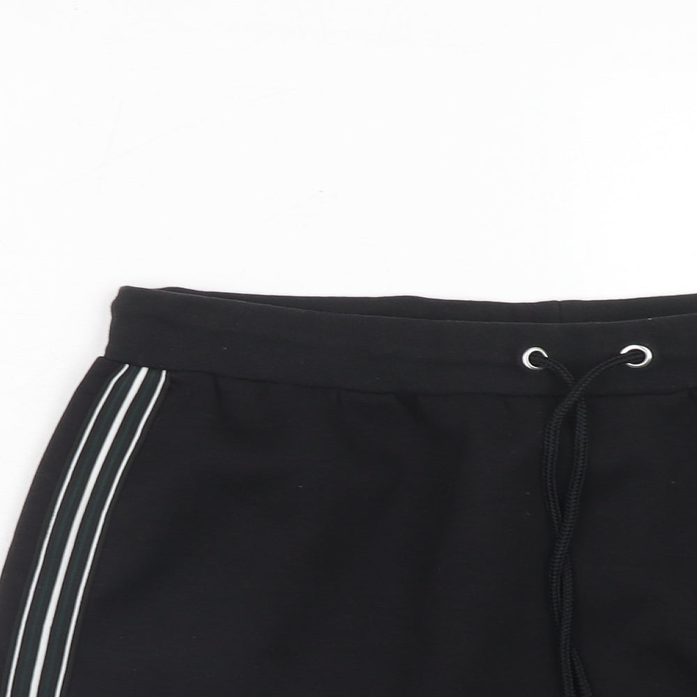H&M Womens Black Polyester A-Line Skirt Size L Drawstring