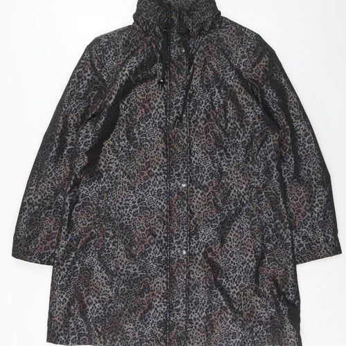 Klass Womens Grey Animal Print Jacket Size L Zip - Leopard Print