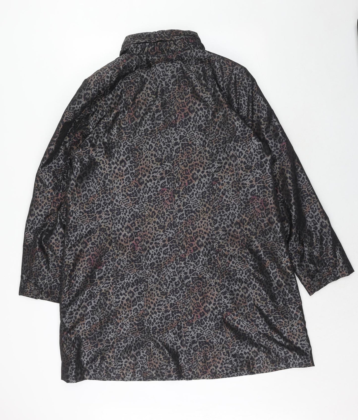 Klass Womens Grey Animal Print Jacket Size L Zip - Leopard Print