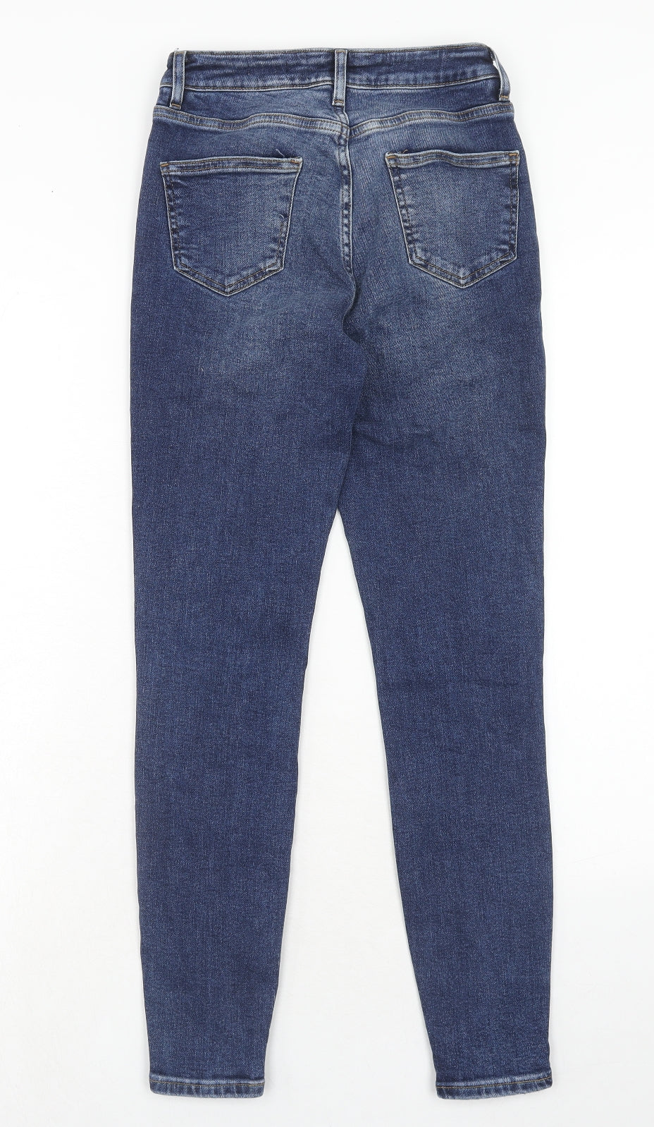New Look Womens Blue Cotton Skinny Jeans Size 8 Regular Zip - Side Stripe Detail