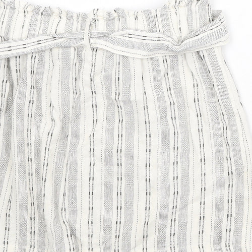 Topshop Womens Beige Geometric Linen A-Line Skirt Size 6 Button
