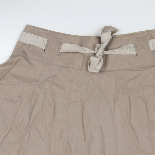 Long Tall Sally Womens Beige Linen Swing Skirt Size 12 Zip