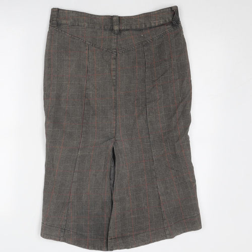 Bohemia Womens Brown Plaid Polyester A-Line Skirt Size S Zip