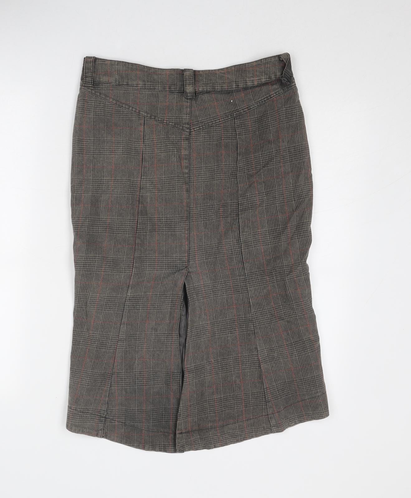 Bohemia Womens Brown Plaid Polyester A-Line Skirt Size S Zip