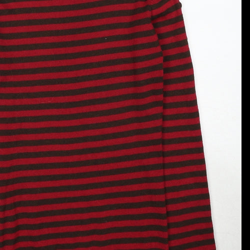 Betty Jackson Womens Red Roll Neck Striped Wool Pullover Jumper Size M