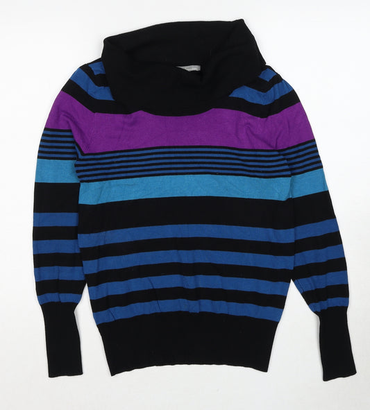 Marks and Spencer Womens Multicoloured Roll Neck Striped Acrylic Pullover Jumper Size 10