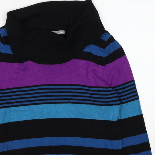 Marks and Spencer Womens Multicoloured Roll Neck Striped Acrylic Pullover Jumper Size 10