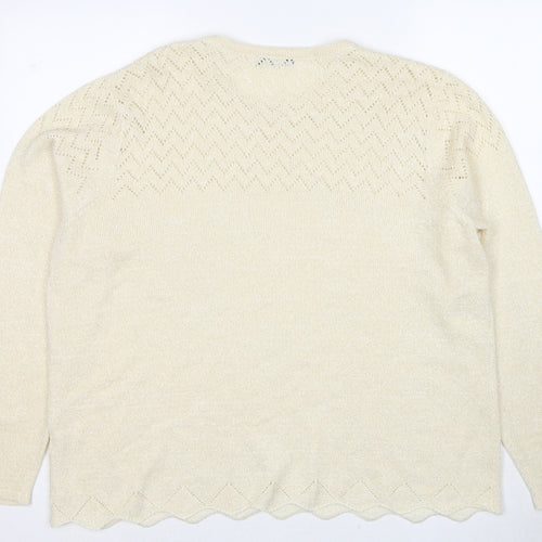 Bonmarché Womens Gold Round Neck Acrylic Pullover Jumper Size XL