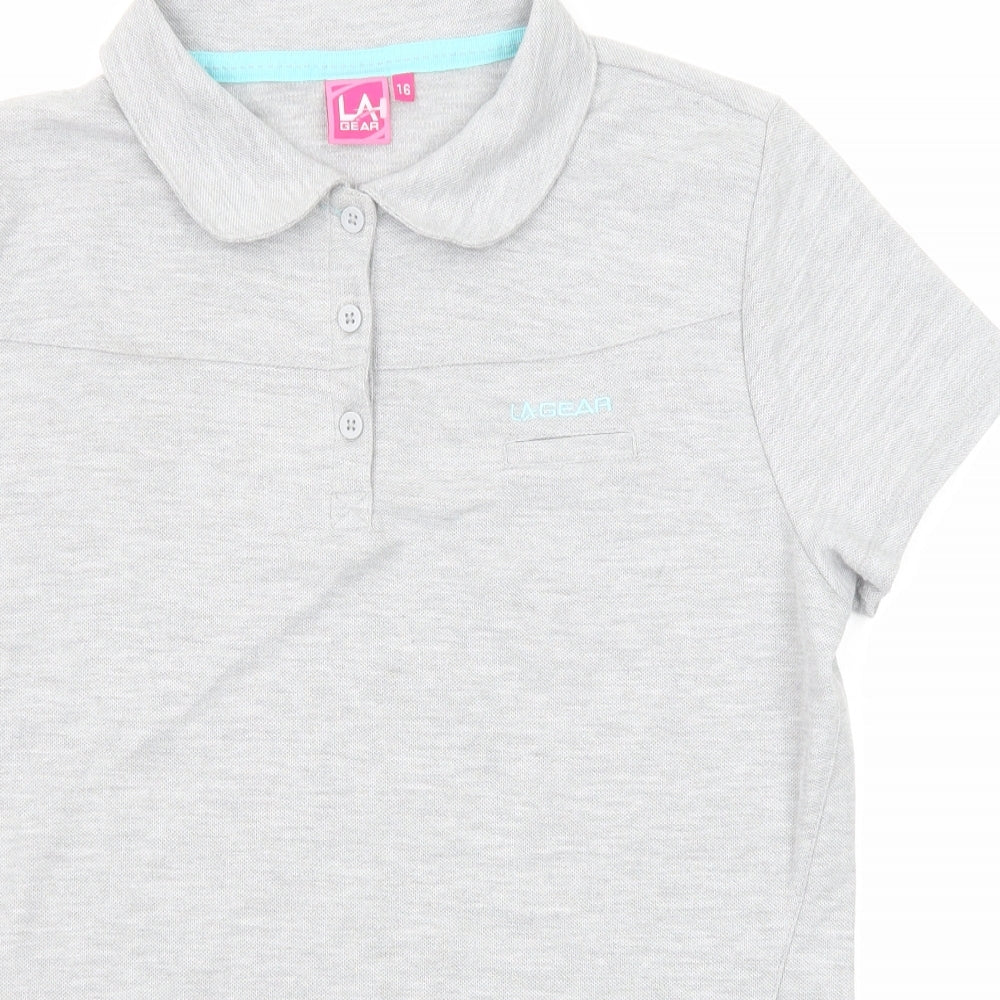 LA Gear Womens Grey Polyester Basic Polo Size 16 Collared