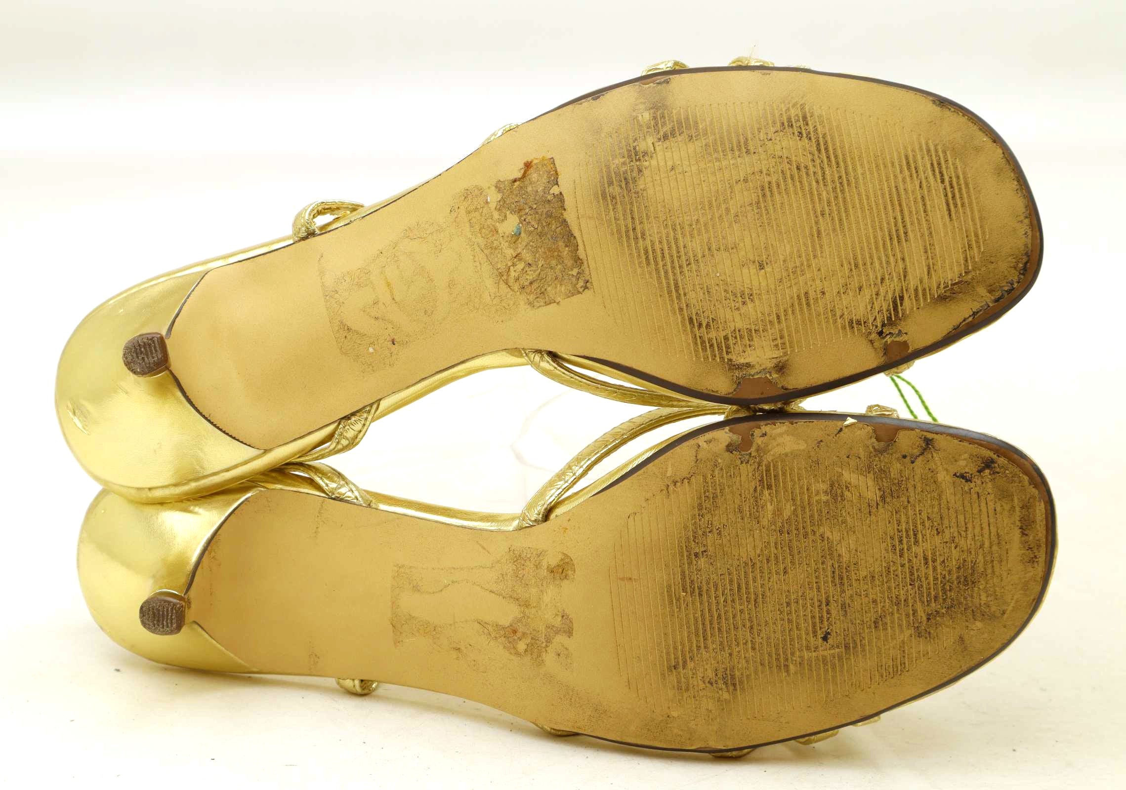 Marks Spencer Womens UK Size 5.5 Gold Sandals Preworn Ltd