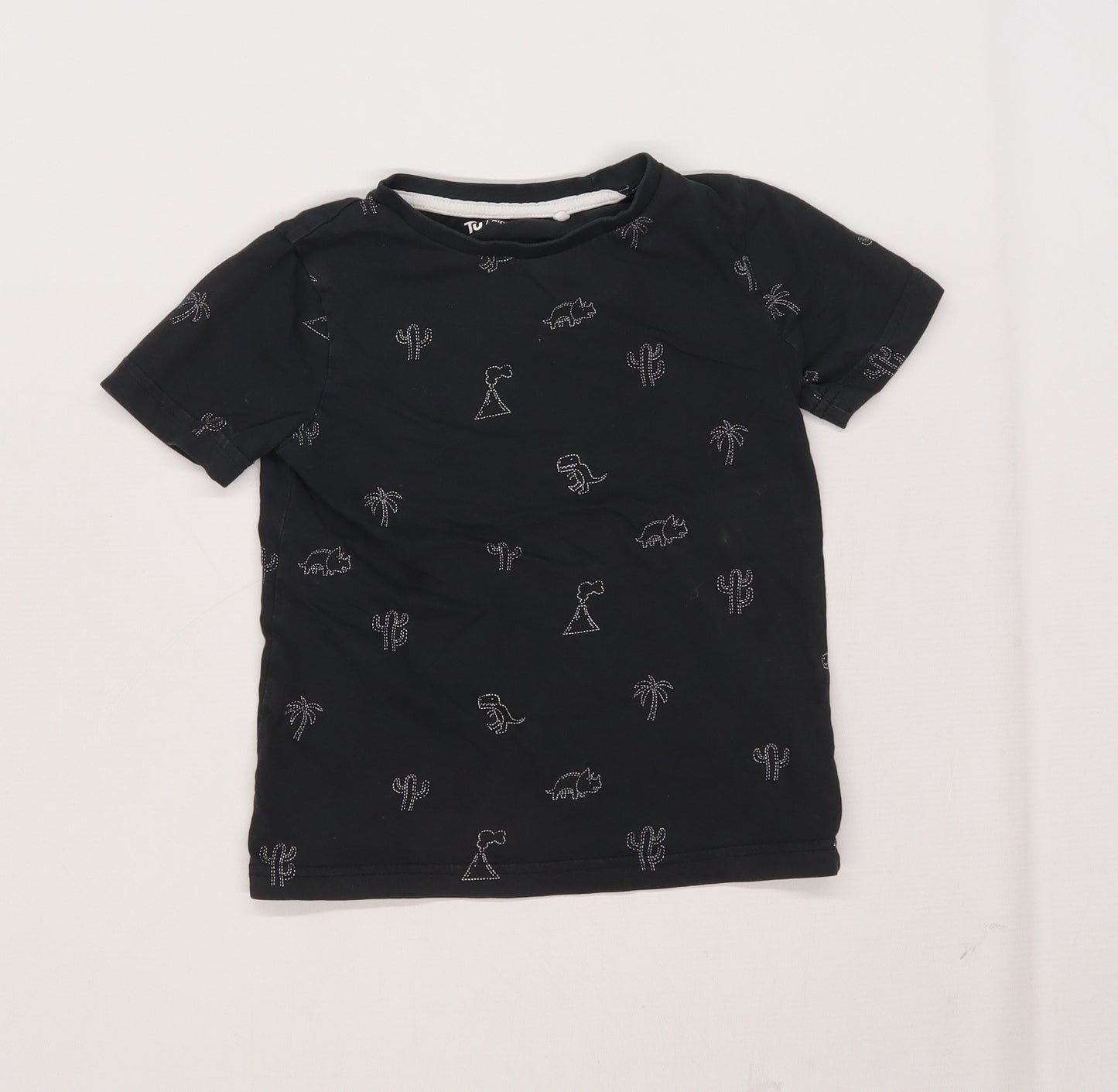 TU Boys Black   Basic T-Shirt Size 3-4 Years  - Dinosaur