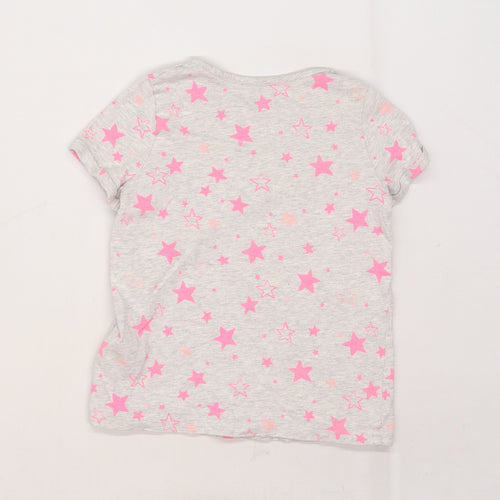 Marks and Spencer Girls Grey   Basic T-Shirt Size 7-8 Years  - Star print