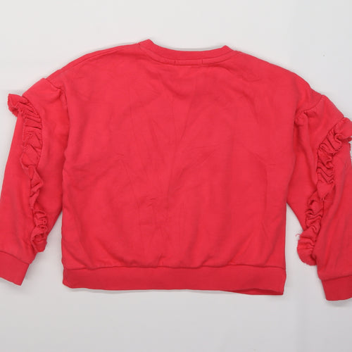 Marks and Spencer Girls Pink  Jersey Pullover Sweatshirt Size 8-9 Years  - frill sleeve
