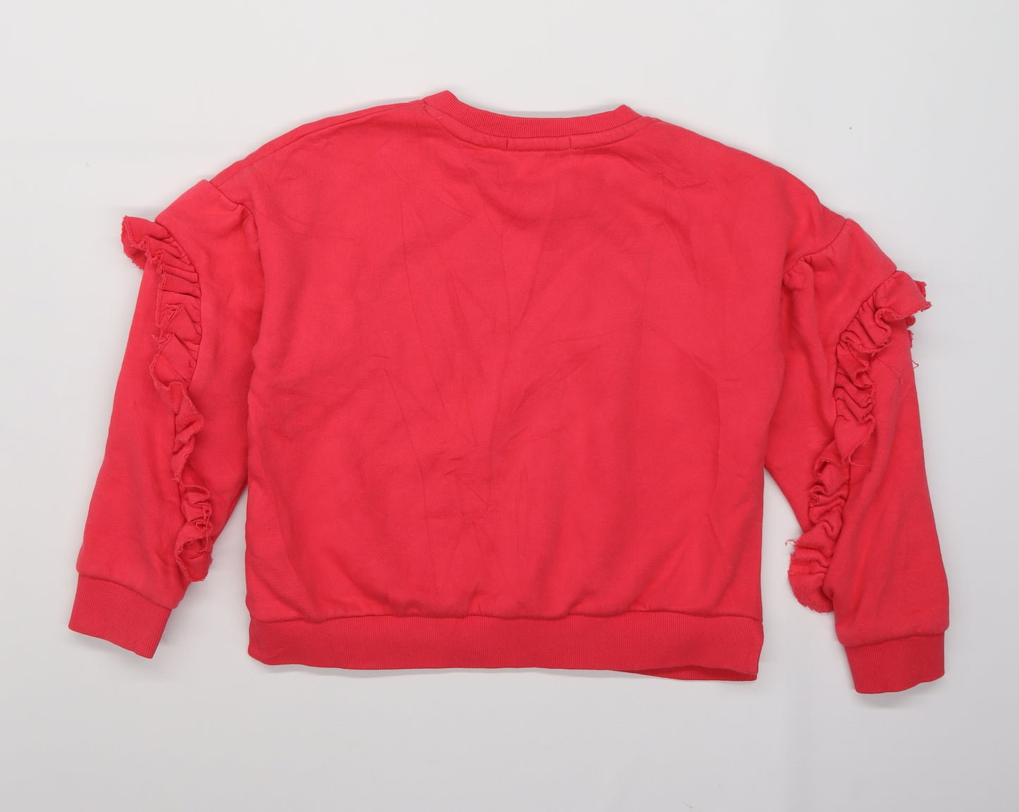 Marks and Spencer Girls Pink  Jersey Pullover Sweatshirt Size 8-9 Years  - frill sleeve