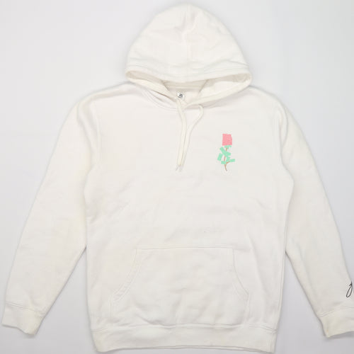 AS Colour Womens White  Jersey Pullover Hoodie Size M  - Rose stencil